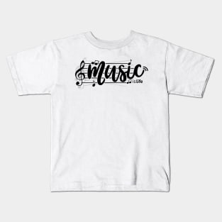 Music is life (black) Kids T-Shirt